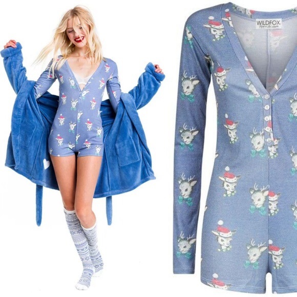 Wildfox Other - Wildfox Christmas Romper Pajama Set Size XS NWT